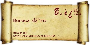 Berecz Örs névjegykártya
